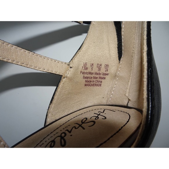 LifeStride Masquerade Black Faux Leather Strappy Sandals Heels 7.5, NIB - Picture 9 of 10